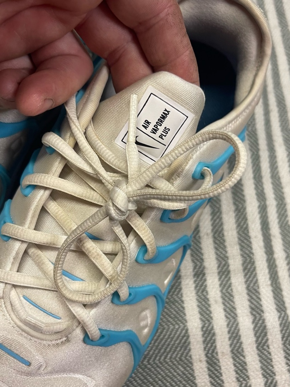 Nike Air VaporMax Plus White Blue Shoes Size 10‎ - Picture 2 of 7
